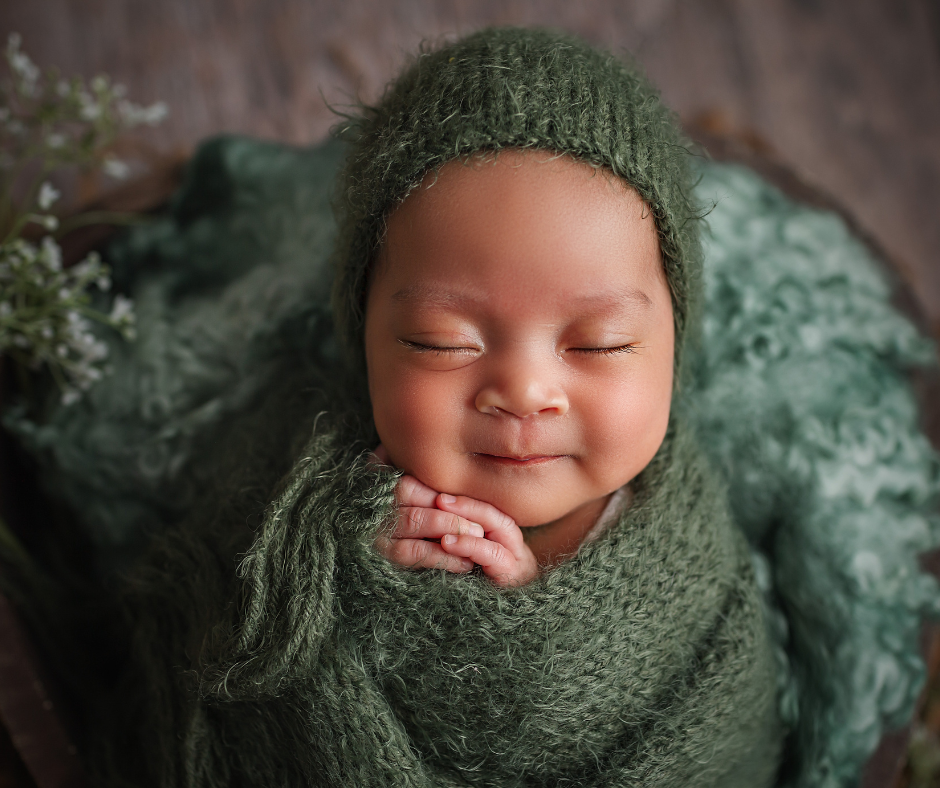 Sleeping Newborn in Green